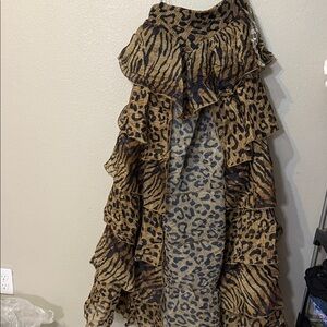 Animal Print Layered Maxi Skirt